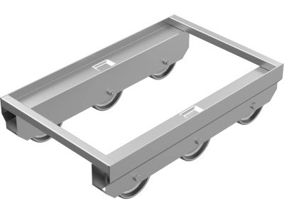 Тележка 600х400х166 для ящиков из нержавеющей стали, 6 колес, код: 31241