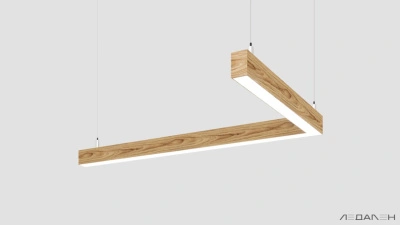 L-образный светильник WOOD ANGLE L 3000K 32W, корпус Ясень оливковый