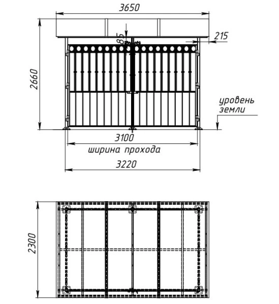 Контейнерная площадка для ТБО «МАФ - 7» 3,2 м (на 2 евроконтейнера)
