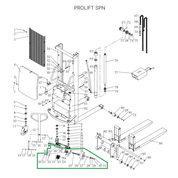 Поворотная опора с тормозом для поворотных колес для штабелеров SPN (в сборе с колесом)