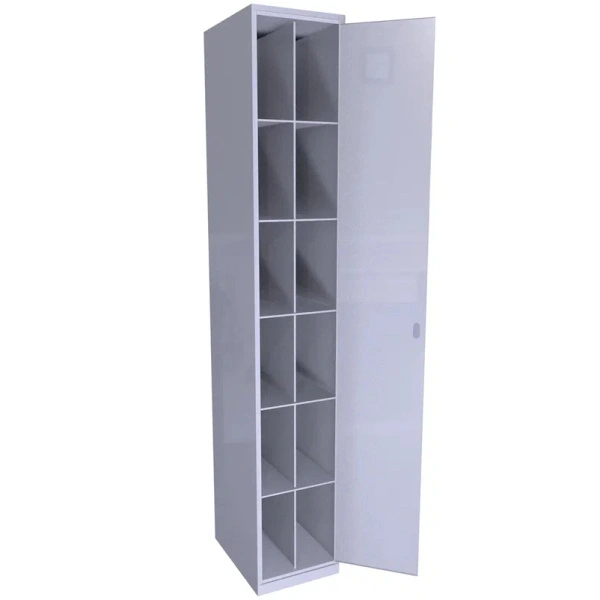 Металлический шкаф ХПГ 12 для СИЗ и противогазов 1870х380х500 мм с дверью Светло-серый