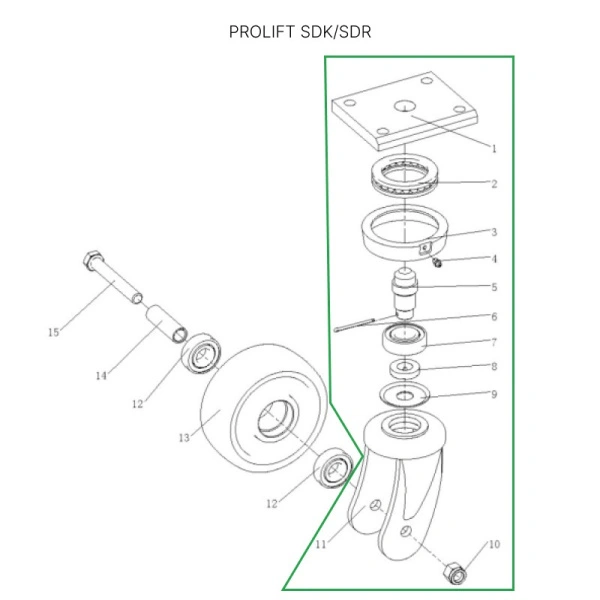 Кронштейн колесной опоры для штабелеров SDR1536/1545S/1645/1656/2036/2045, SDK