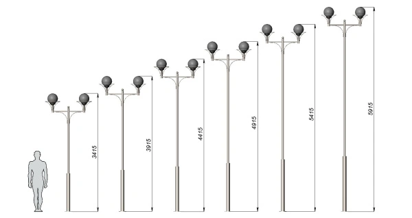 Стальной фонарный столб Т-07-2 со светильниками 3,415 м