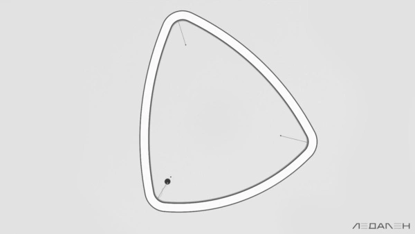 Треугольный светильник TRIANGOLO SOFT PRO XL 6000K 90W, корпус черный