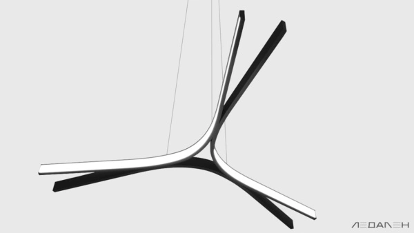 Светильник дуга ARCO TRIO 6000K 90W, корпус черный