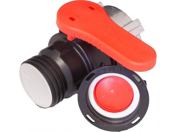 Кран п/э для еврокуба 50x75 с дюралюмин. гайкой, с проклад. PTFE, с резьбой S60x6, код: 38028