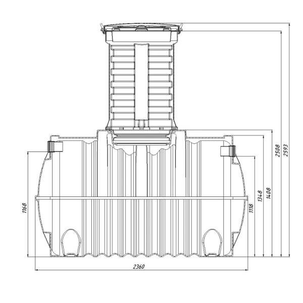 Автономная канализация Rostok Ground 6 Pro с горловиной 1000 мм и принудительным отведением 