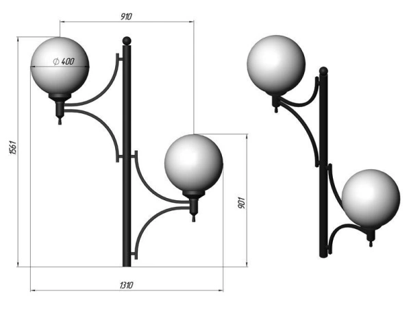 Стальной фонарный столб Т-29 со светильником 5,630 м