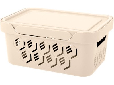 Ящик для хранения перфорированный 270х190х120, объем 4.6, бежевый, код:22800