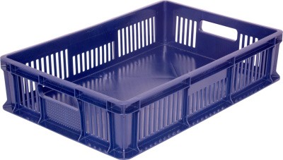 Ящик перфорированный 600×400×140 мм, объем 27 л., арт.: 705.02.01, синий, код: 17298