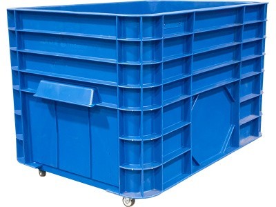 Пластиковый ящик 710х500х455 на колёсах, синий, код:25753
