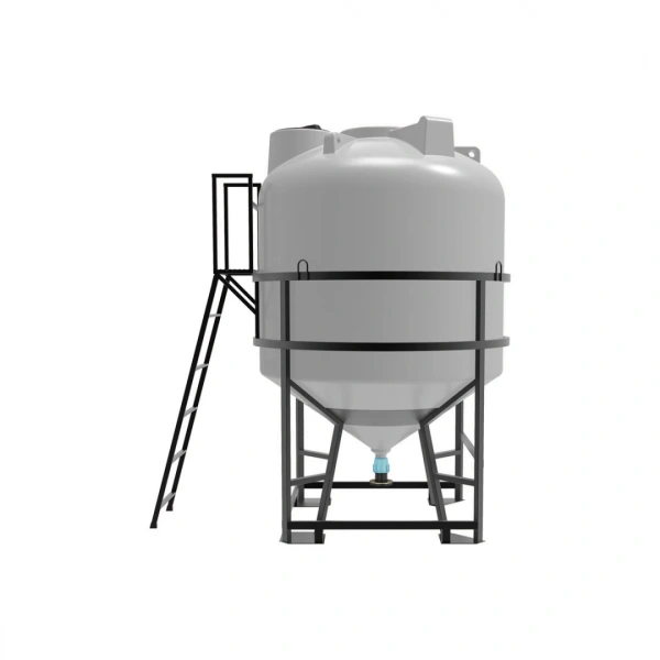 Емкость ЦКТ 5000 л с патрубком 90мм с фланцем под плотность до 1,5 г/см³ белая в обрешетке с лестницей